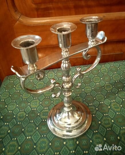 Канделябр на 3 свечи. Посеребрëнный. Винтаж