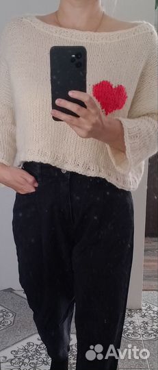 Новый, укороченный джемпер с сердцем