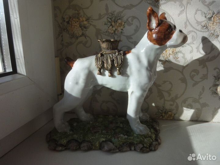 Статуэтка Собака-боксёр, фарфор бронза, 