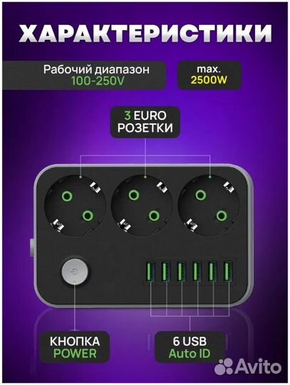Сетевой фильтр с USB розетками