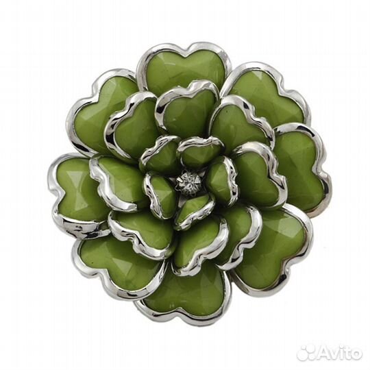 Безразмерное кольцо в виде цветка «Зелёное»