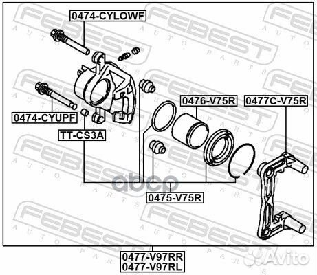 Скоба заднего тормозного суппорта 0477CV75R Febest