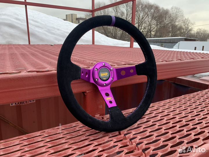 Руль OMP фиолетовый замшевый
