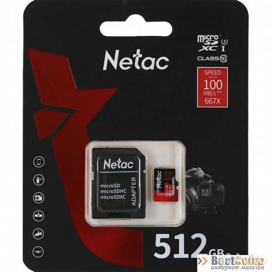 Карта памяти Micro Secure Digital 512GB Netac (NT02P500PRO-512G-R)