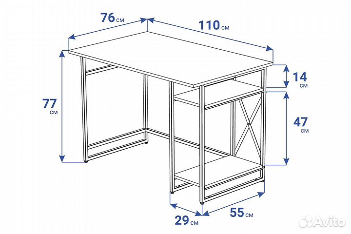 Крутейший компьютерный стол Лофт gutta 76х111х68