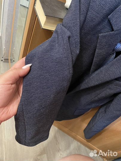 Пиджак школьный серый меланж