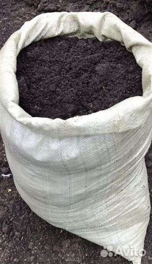 Чернозем в мешках 50л/ земля, навоз, опилки, зола