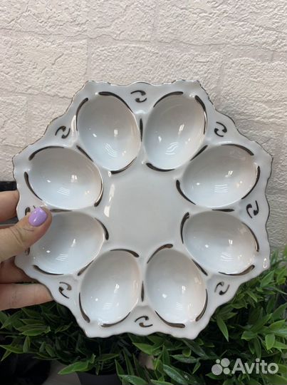 Блюдо для яиц Платиновый узор Чехия