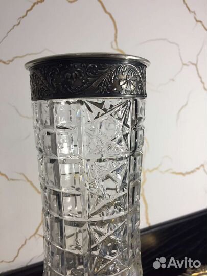 Парные вазы хрусталь с серебром 875 пробы