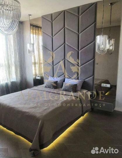 Кровать с мягким изголовьем под заказ