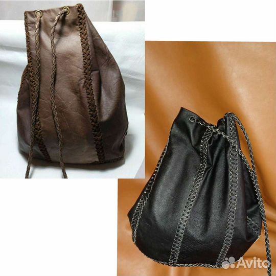 Кожаная сумка мешок