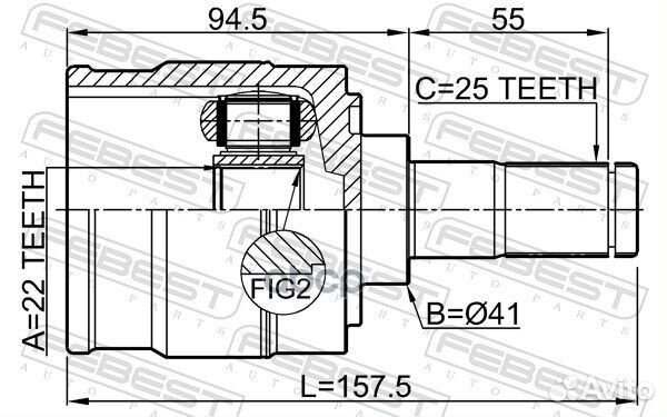 ШРУС внутренний левый 22X41X25 hyundai elantra 11