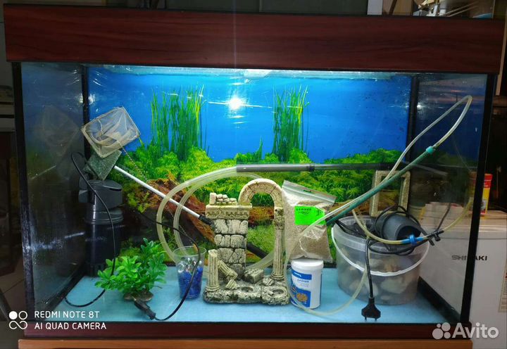Аквариум 120л, комплект с рыбками
