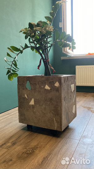 Дизайнерский горшок для цветов на колесиках