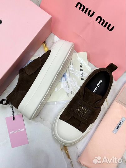 Кеды женские замшевые MIU MIU разноцветные