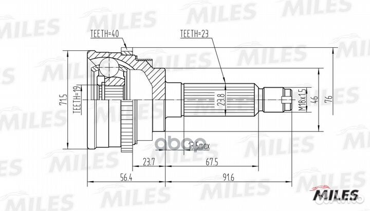 ШРУС наружный daewoo matiz 0.8/1.0 98- (с ABS)