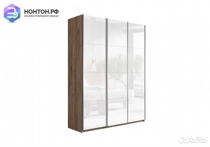 Шкаф-купе 3-х створчатый Прайм крафт табачный / бе