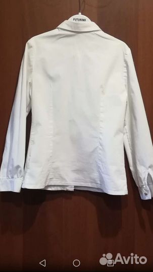 Школьная нарядная блузка для девочки, белая, 128