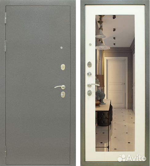 Дверь металлическая с зеркалом
