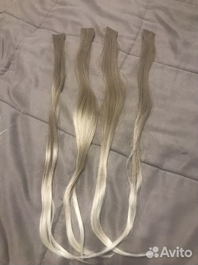 Волосы на заколках блонд