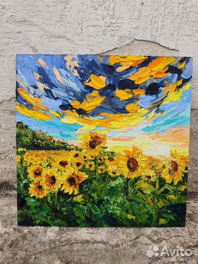 Подсолнухи. Современная небольшая картина