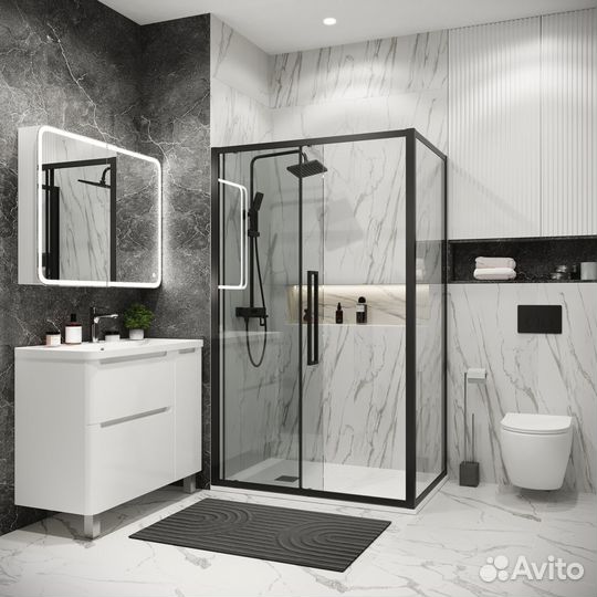 Душ.огр. Cosmo 11080195 черн мат, прозрачное стек