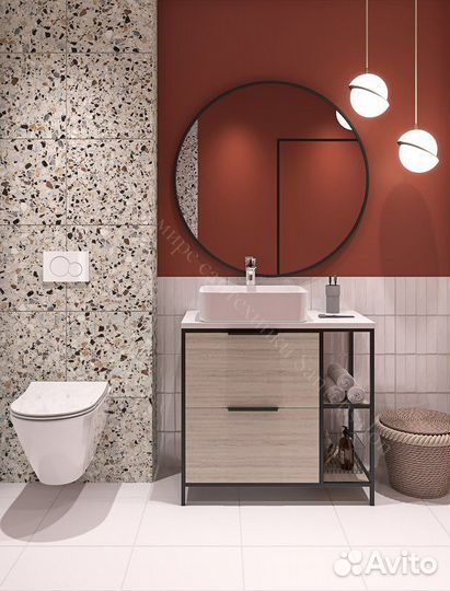 Круглое зеркало в черной раме Paisir