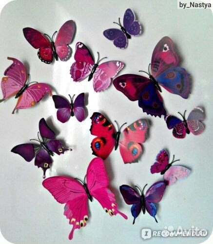 Декоративные бабочки на магнитах Набор 12 шт