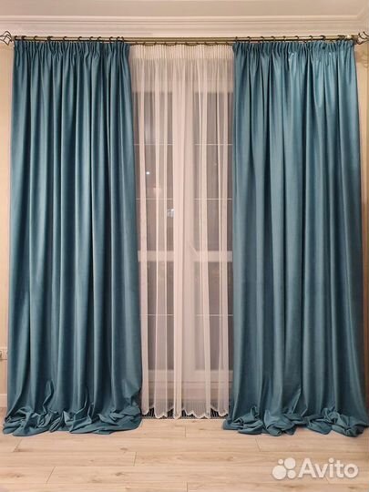 Шторы бархат комплект новые бирюзовый