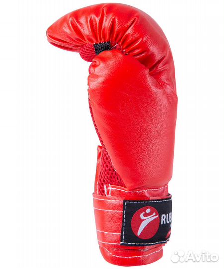 Набор для бокса, 6oz, к/з, черный/красный Rusco