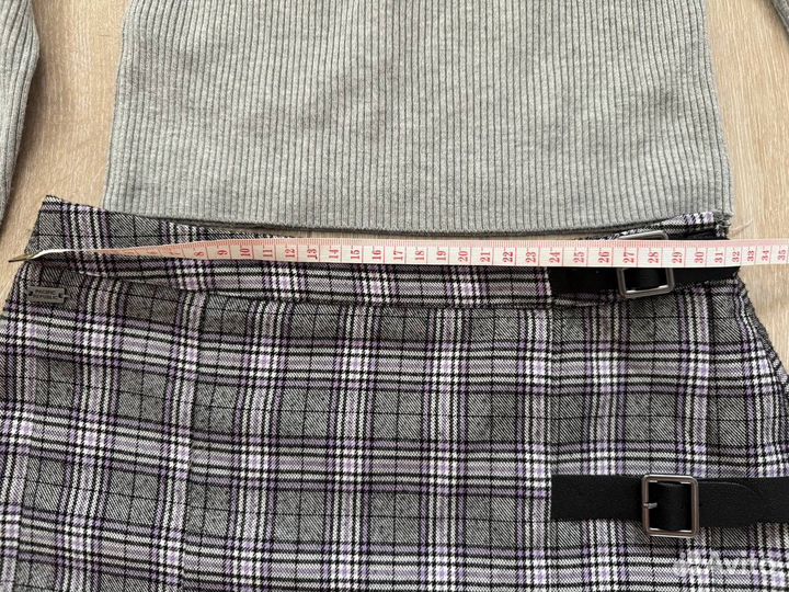 Юбка в клетку и кофта pull&bear р-р S
