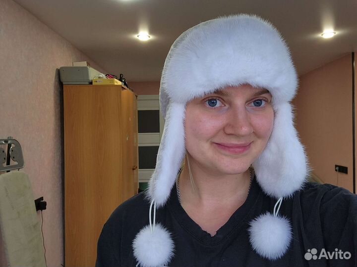 Шапка ушанка норковая женская