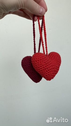 Вязаное сердце обвес на сумку