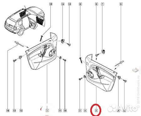 Обшивка двери Renault Duster перед. прав