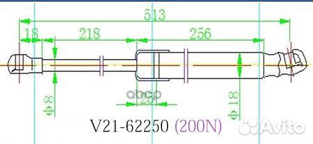 Амортизатор капота jett V21-62250 V21-62250 jett