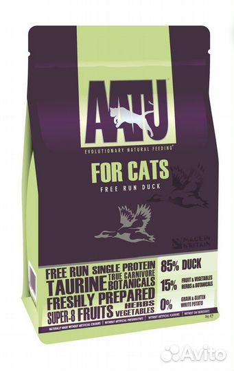 Корма для кошек Aatu 3кг с уткой/курицей/рыбой
