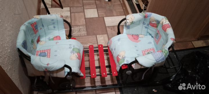 Зимние двойные санки с колесами большими