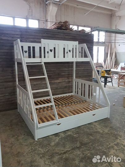 Двухъярусная кровать для детей и взрослых с ящикам
