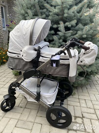 Коляска luxmom 2 в1 и 3 в1 серый kombi)