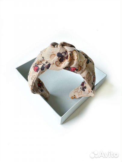 Ободок из жаккарда Gucci шоколад и карамель