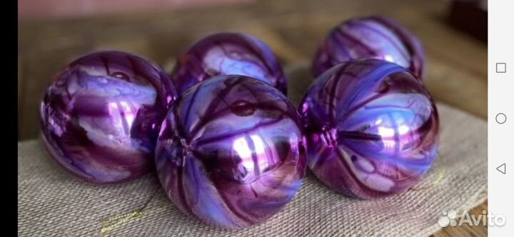 Шары новогодние стекло ручная работа 5 шт