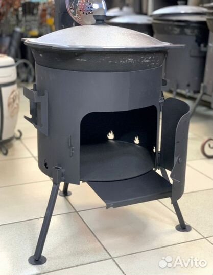 Казан чугунный 8 литров + печь + крышка + половник