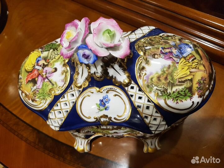 Шкатулка-ларец фарфор Limoges France Большая Антик