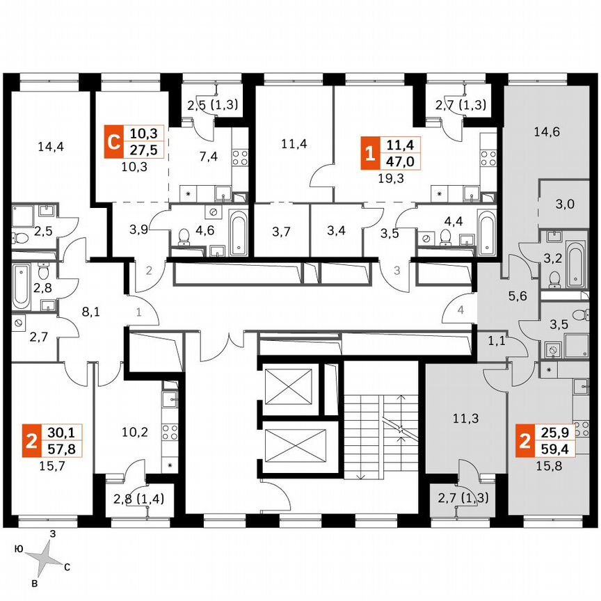 2-к. квартира, 59,7 м², 5/5 эт.