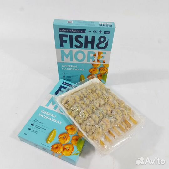 Креветки очищенные на шпажке в чесночном маринаде