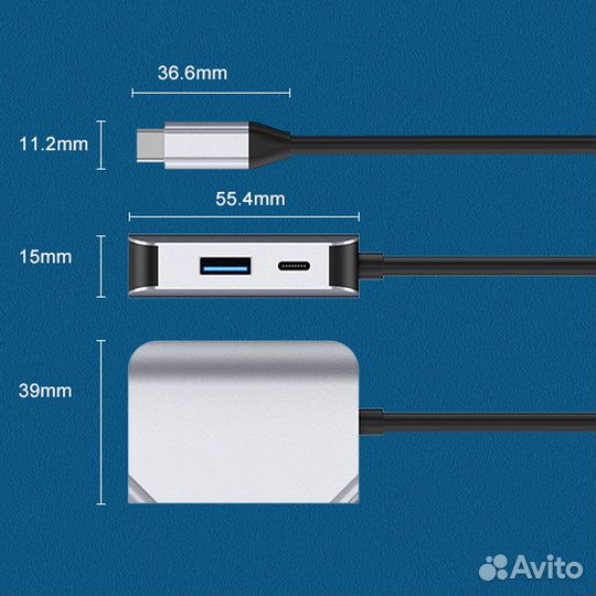 USB Хаб type-c на MacBook 3в1 bronka