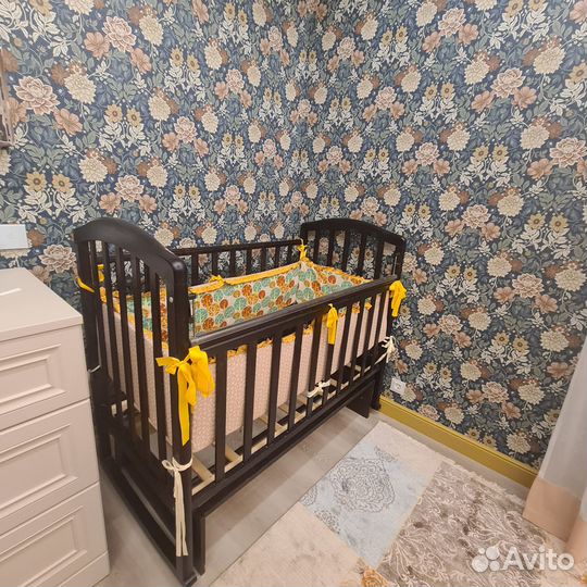 Детская кровать+матрас+бортики