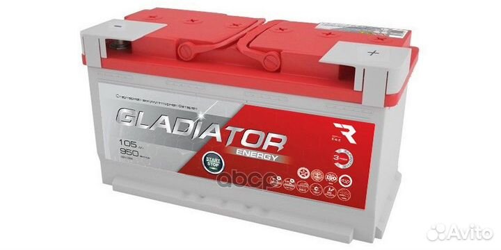 Аккумулятор gladiator Energy 105 Ah, 950 A, 353