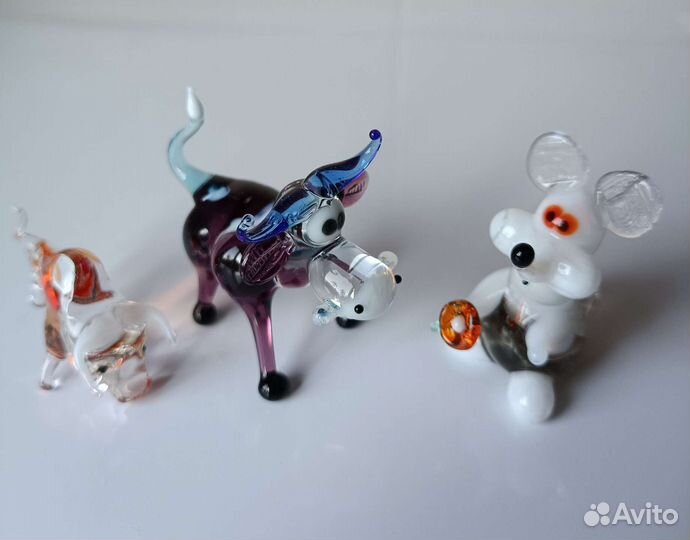 Стеклянные фигурки животных