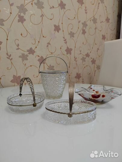 Вазы-конфетницы хрусталь и цветное стекло СССР